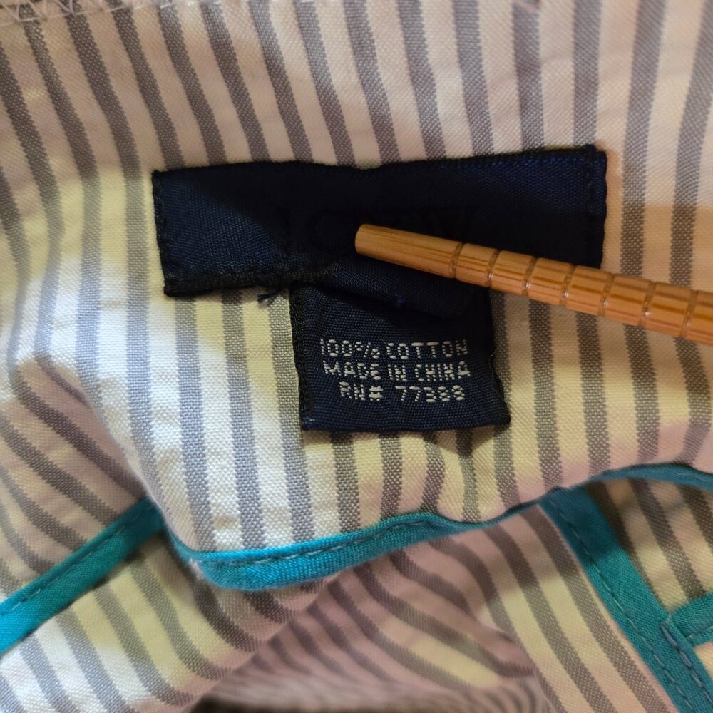 J Crew Gray & White Striped Seersucker Nautical Academia Pleated Cotton Skirt - Picture 9 of 12